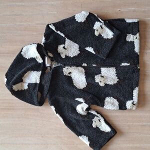 Vintage Flap Happy Wee Winter Woolies Sheep Hoodie Jacket Zip-Up Fuzzy Made USA